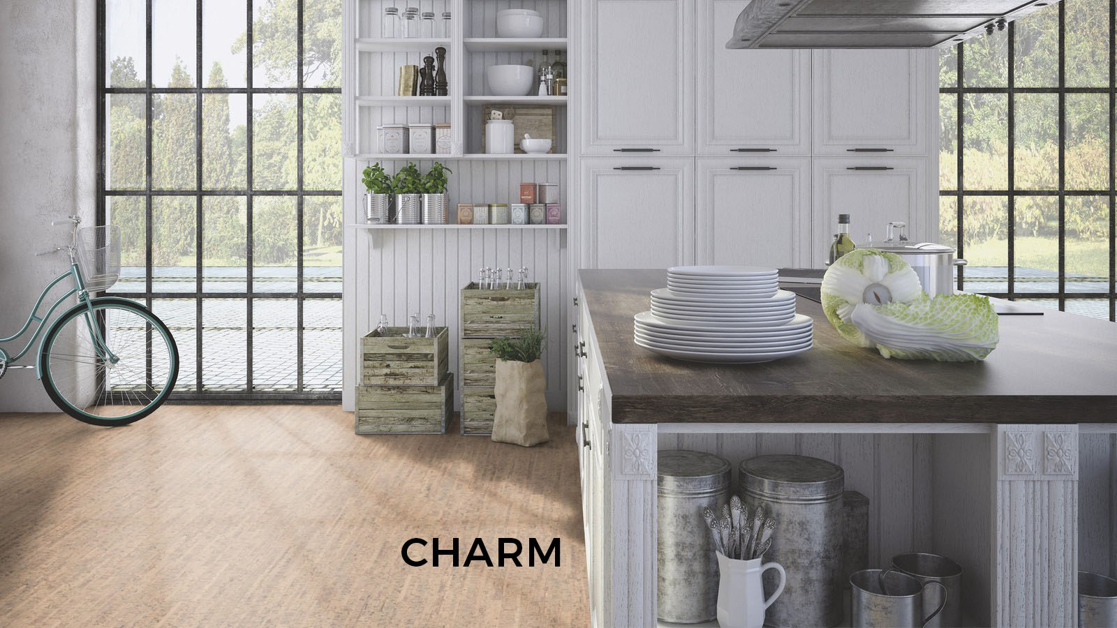 Wicanders Dekwall Cork Wall Covering - MALTA PLATINUM - shows closup view and room view